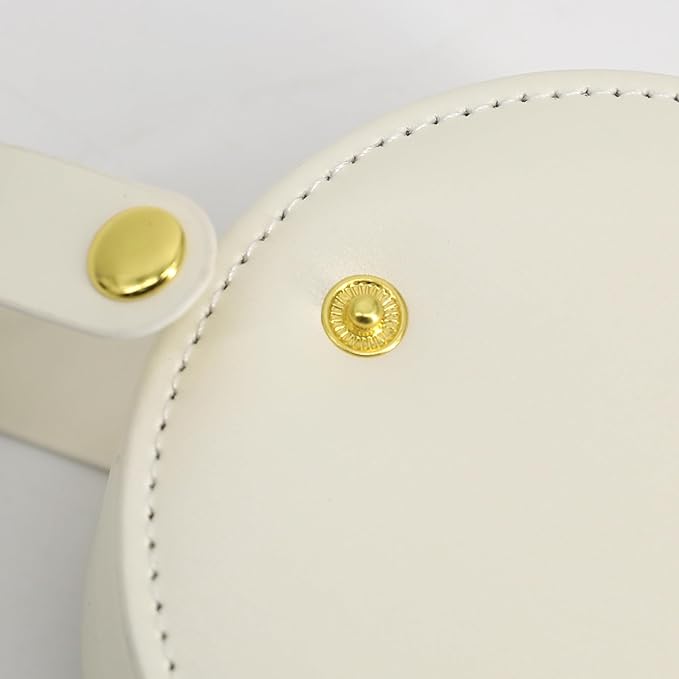 COLLECTIVE HOME - Travel Jewelry Case, Elegant Half-Moon Design with Gold Monogram, Detachable Handle, Personalized Accessory Organizer, Gift for Fashion-Forward Women and Teens (d)
