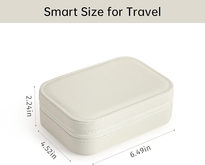 CASEGRACE Travel Jewelry Case, Double Layer Travel Jewelry Organizer for Necklace Earring Rings Jewelry Display Case for Women, White