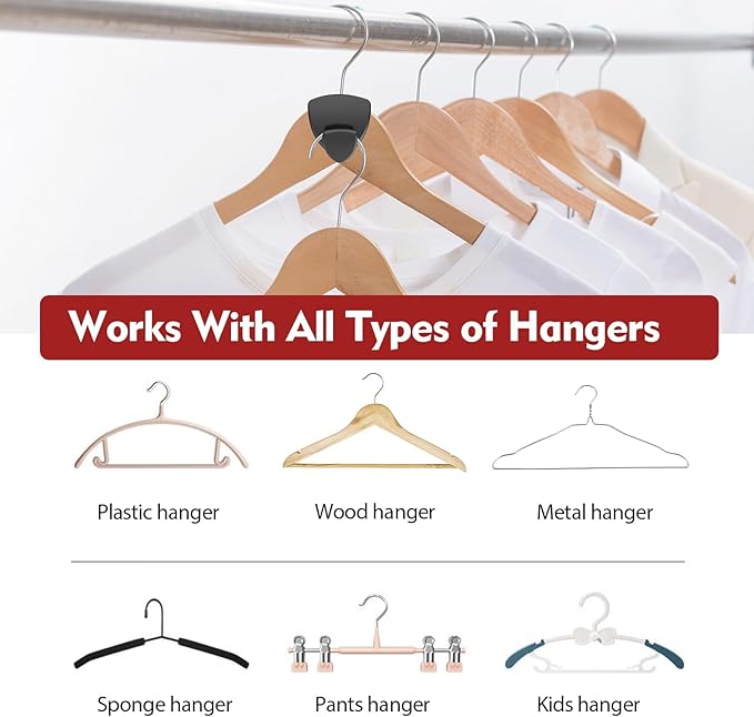 Latoxcaa Space Saving Hanger Hooks 20Pcs, Upgrade Heavy Duty Space Saver Hangers Connector Hooks for Clothes, Premium Hanging Closet Organizer for Dorm, Ganchos para Colgar Ropa, Black