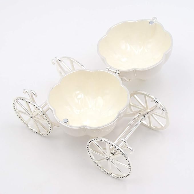 LASODY Crystal Cinderella Pumpkin Carriage Decorative Hinged Jewelry Trinket Box Unique Gift for Family,Jewelry Chests Wedding Valentine‘ Day, Mother’s Day Gifts (Small, Pumpkin Car Jewelry Box)