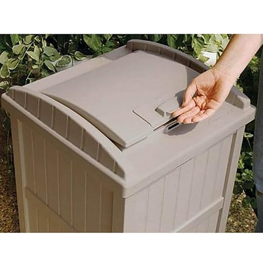 Suncast 30-33 Gallon Deck Patio Resin Garbage Trash Can Hideaway, Taupe (4 Pack)