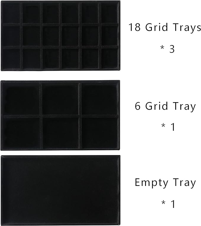 Frebeauty Acrylic Jewelry Organizer Earring Organizer Box with 5 Drawers Earring Holder Organizer with Velvet Trays Clear Jewelry Box for Women Earring Display for Rings Studs(Black)