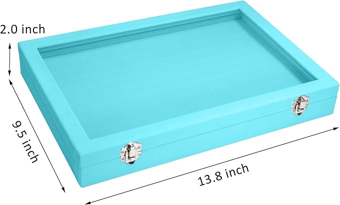 Vicoter Rings Organizer Tray 100 Slot Velvet Ring Earring Storage Box TranSparent Cover Jewelry Store Ring Display Box Jewelry Display Cabinet for Girl Wife Mother