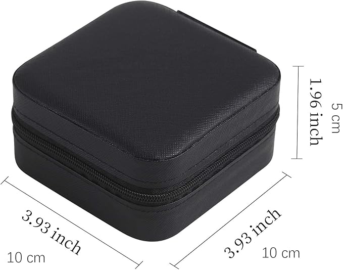 Mini Jewelry Travel Case,Small Travel Jewelry Organizer,Travel Portable Jewelry Case for Ring, Pendant, Earring, Necklace, Bracelet Organizer Storage Holder Boxes (Black)