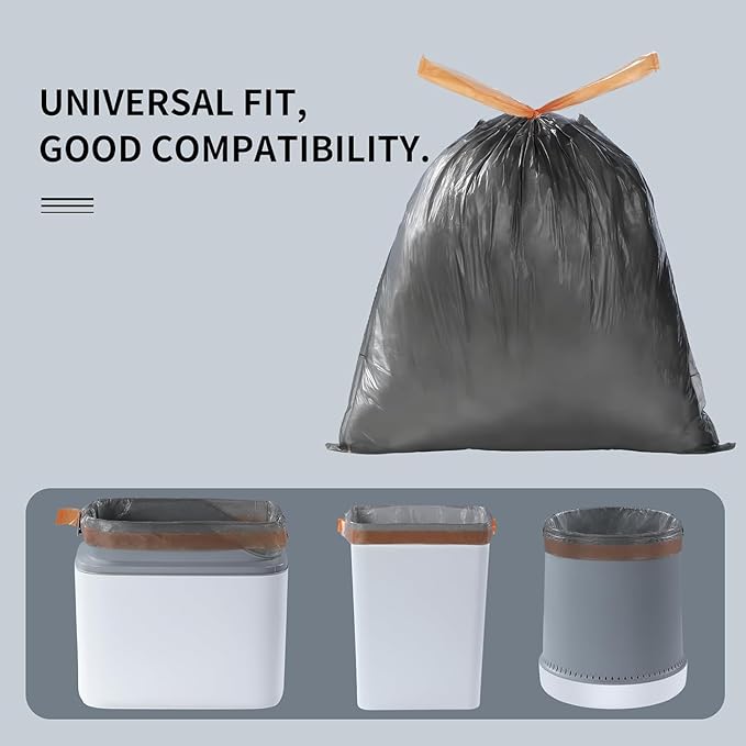 MOPALL Small Trash Bags with Drawstring, 2.6-4 Gallon Bathroom Garbage Bags, 15 Liter Black Waste Basket Liners for Bedroom, Office, Pet & Diaper Pail, Strong & Leak Proof (75 Count, 17.7" x 19.7")