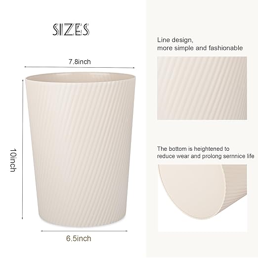 UUJOLY Small Trash Can Wastebasket Garbage Can Container Bins for Bathrooms, Laundry Room, Kitchens, Offices, Kids Rooms, Dorms (Beige)