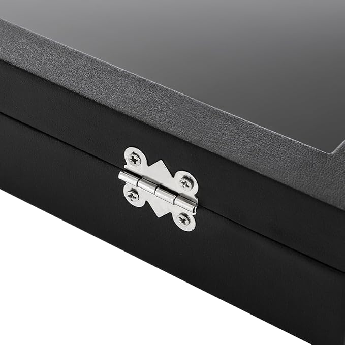 Elsjoy 2 Pack 100 Slots Ring Display Case with Transparent Glass Lid, Black Velvet Ring Organizer Box Large Ring Storage Tray, Vintage Jewelry Holder for Home, Selling