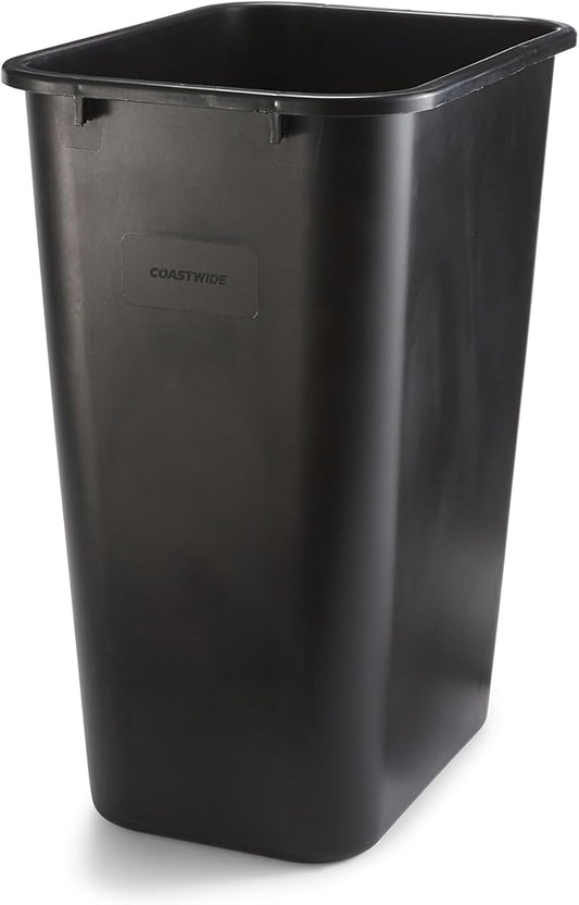 COASTWIDE Professional Indoor Trash Can Without Lid, Black Soft Molded Plastic, 10.25 Gallon