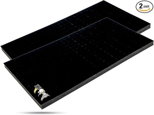 TheDisplayGuys For Your Modern Living 2-Pack 144-Ring Holders Velvet Foam Padding Jewelry Inserts - Tray/Case Liners - Retail Display, Storage (Black) by The Display Guys