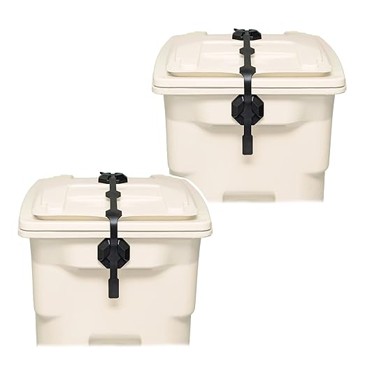 Blazer Brand Strong Strap Lid Locks for 32–96 Gallon Garbage Cans (2-Pack) Long Lasting, No Tools Required, Stretch to Latch, Mitigate Pests, Wind, Overflow, and Spillage