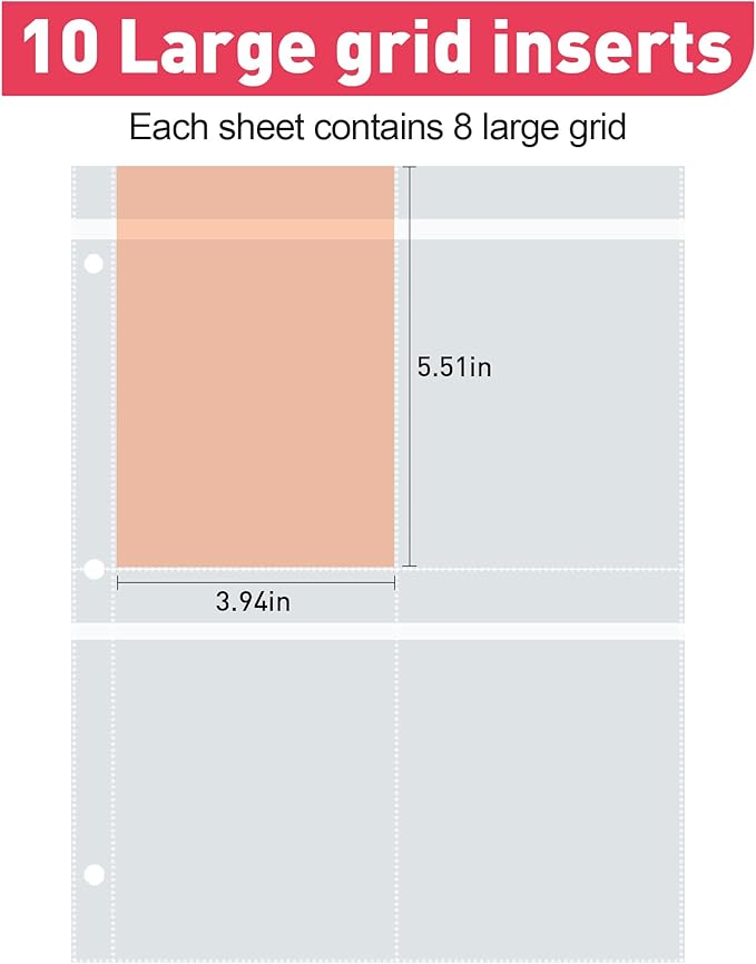 17Dec Refill Pages for the Jewelry Storage Book,Large-grid,Double-sided Four-grid,10 sheets,Jewelry Binder Refill Pages