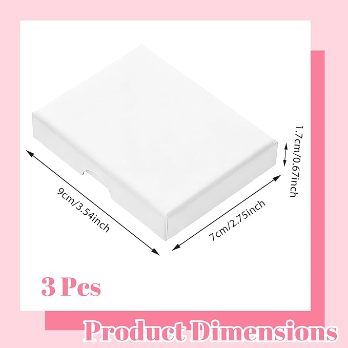 3 Pack Small Jewelry Gift Box, Necklace Bracelet Earring Cardboard Organizer, Cardboard Jewellery Box with Lids, Square Jewellery Gift Boxes for Birthday Xmas Christmas Wrapping (White)