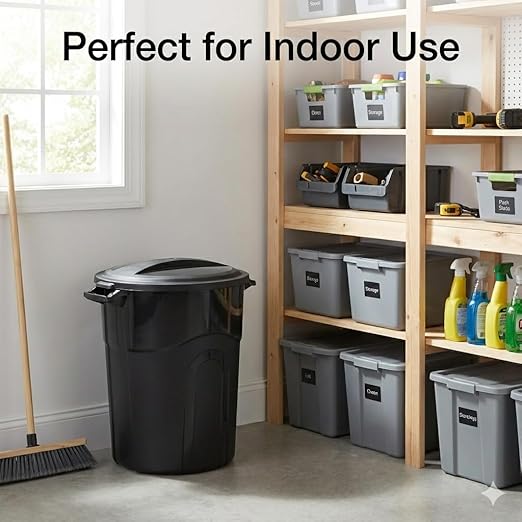 20 Gallon Heavy Duty Trash Can with Secure Click-Lock Lid – Durable All-Weather Plastic Garbage Bin for Outdoor Patio, Garage, Kitchen & Commercial Use – Black Utility Container