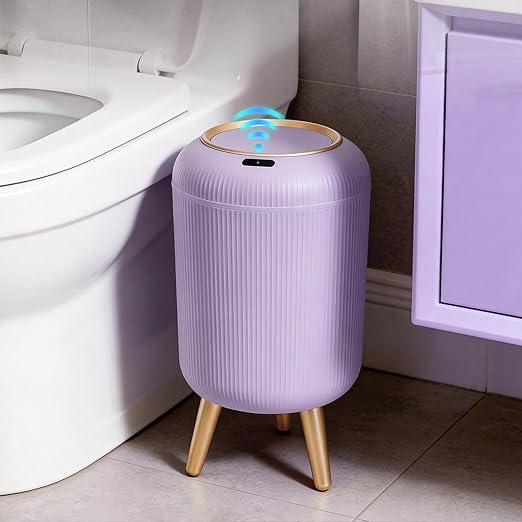 Motion Sensor Bathroom Trash Can with Lid, 3 Gallon/11L Automatic Bathroom Wastebasket,Touchless Trash Bin with Removable Legs for Kitchen,Office,Toilet,Bedroom,Smart Sensor Trashcan-Purple