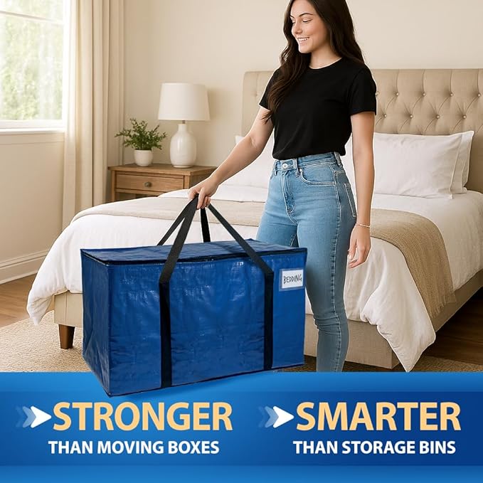 ClearSpace Heavy Duty Moving Bags - Water Resistant Storage Bags or Storage Bins with Lids and Moving Supplies - Large Moving Boxes for College Dorm, Travel, Closet Organization - 2 Pack