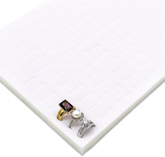 TheDisplayGuys For Your Modern Living 2-Pack 144-Ring Holders Velvet Foam Padding Jewelry Inserts - Tray/Case Liners - Retail Display, Storage (White) by The Display Guys