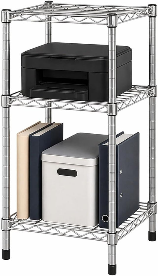 Honey-Can-Do 3-Tier Heavy Duty Adjustable Shelving Unit, 200-lb Per Shelf Stackable Modular Metal Storage Rack, Chrome Wire Shelf, 15 x 14 x 30 in