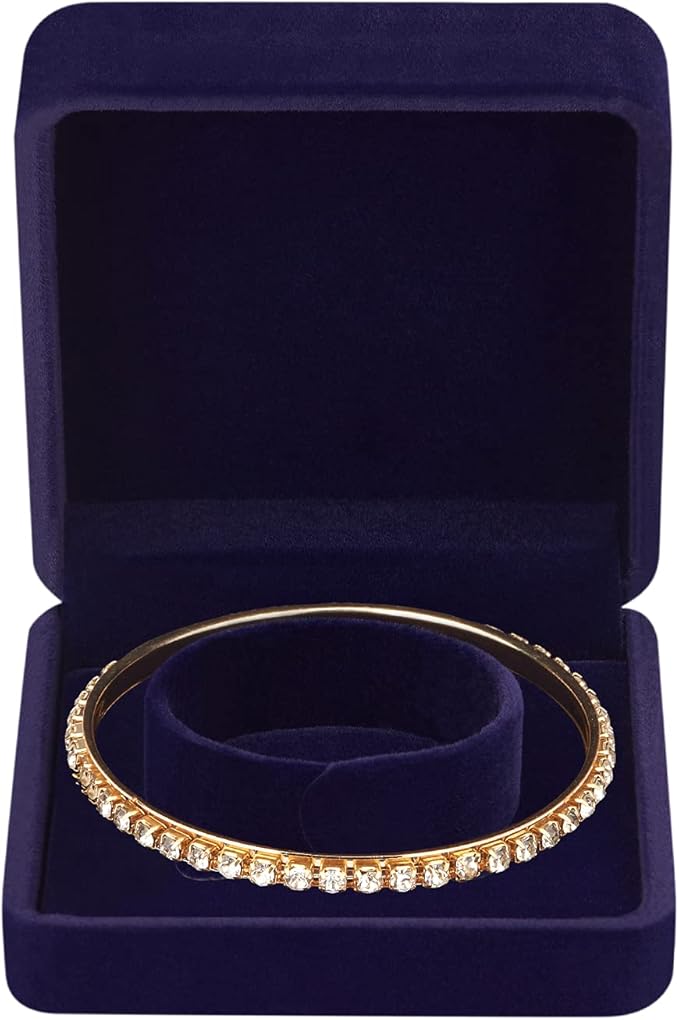 LETURE 4 Pieces Classic Velvet Bracelet Bangle Pendant Necklace Gift Box, Travel Jewelry Box Display Storage Case for Gift, Wedding, Engagement, Proposal, Birthday (4PCS Bracelet-BLUE)
