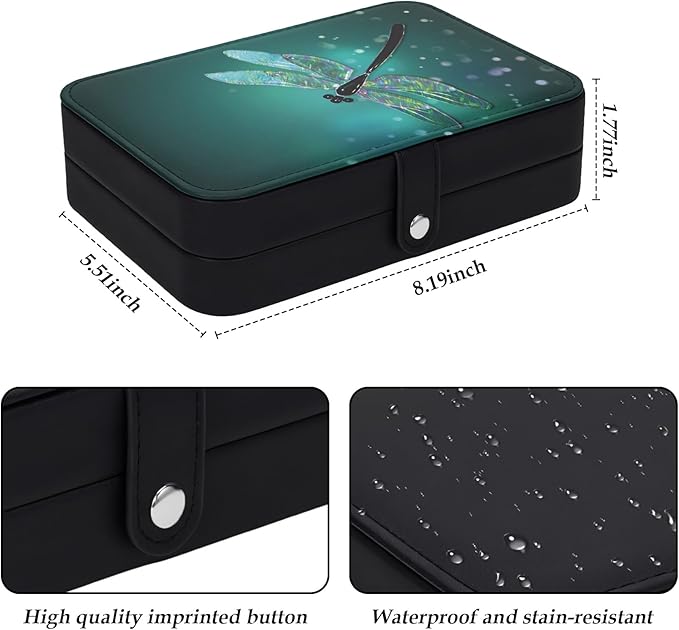 Personalized Jewelry Case Travel Small Jewelry Organizer Box Holder Dragonfly Organizer Storage Box for Jewellery Gift for Women Men Birthday Christmas Thanksgiving Valentines Wedding Gifts