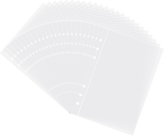 Clear Double-Sided Refill Inner Pages for Transparent Jewelry Storage Book 6 Ring Binder, 24 Sheets 96 Pockets