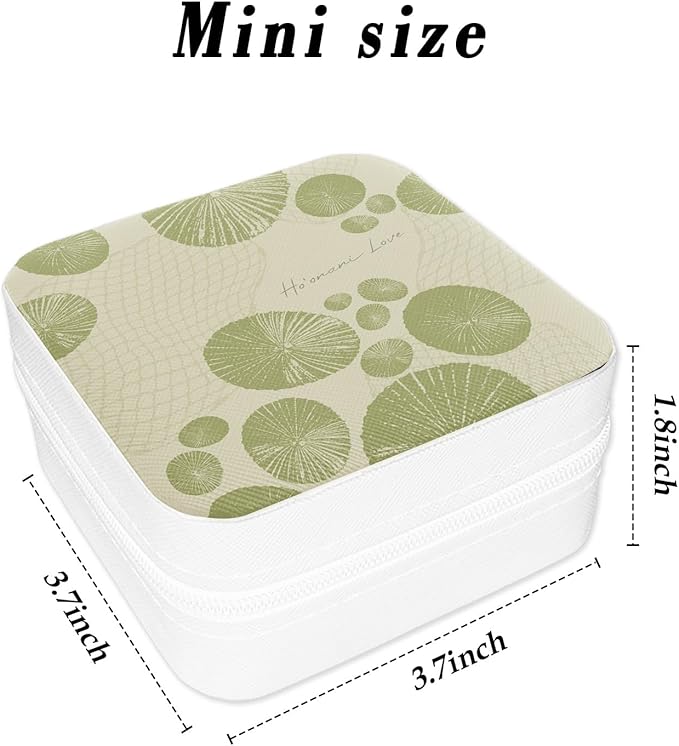 White Green Leaves Small Jewelry Box Travel Jewelry Cases for Women Girls Portable Jewellery Organizer Storage White for Ring Pendant Earring Necklace Bracelet Women Gift Birthday Christmas