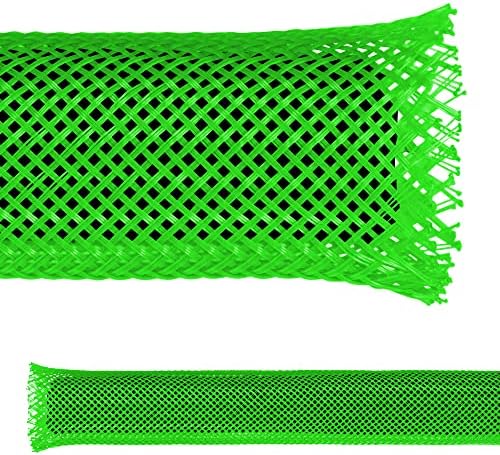 Electriduct 3/8 PET Expandable Braid Sleeving Flame Retardant Flexible Wire Mesh for Cord Management and Cable Protection - 25 Feet - Green by Electriduct