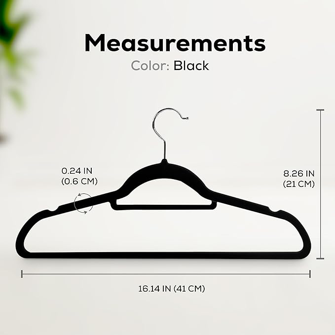 Utopia Home Premium Velvet Hangers 50 Pack - Non-Slip Clothes Hanger with Tie Bar - Black Hangers with 360 Degree Rotatable Hook - Heavy Duty Coat Hanger