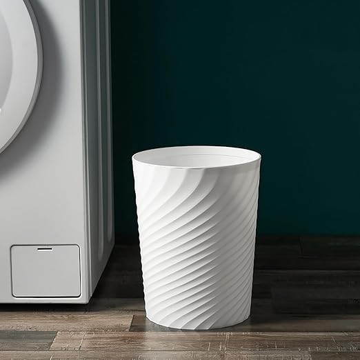 Bathroom Trash Can 1.8 Gallon Small Waste Basket Garbage Can for Dorm Kitchen Toilet Office Bedroom, 2 Pack White