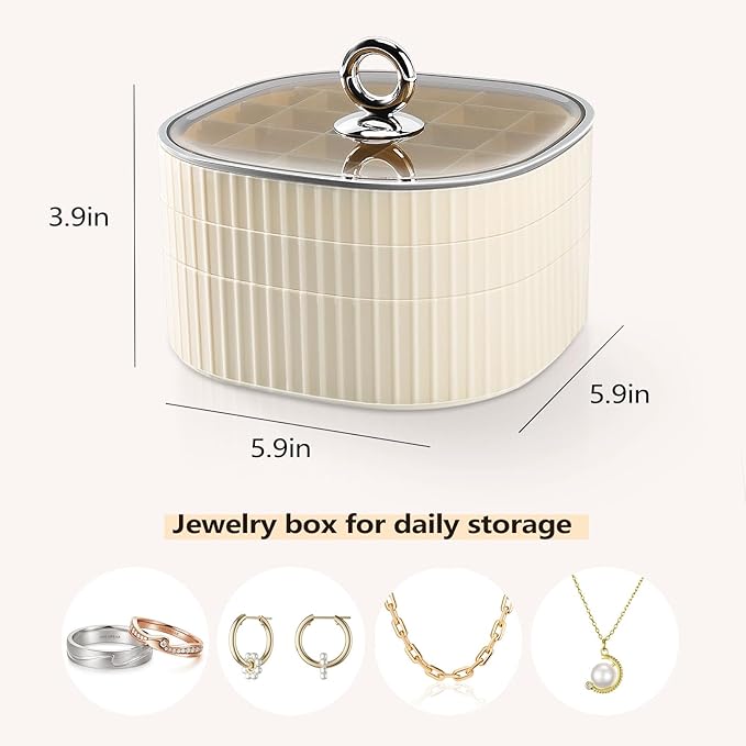 Sunkaioo Earring Organizer,Stackable 3-Layers Clear Jewelry Box with Lid,Stud Earring Organizer for Women Girls,Earring Box Display Holder for Earrings Ring Studs Bracelet Necklace Crafts (Brown)