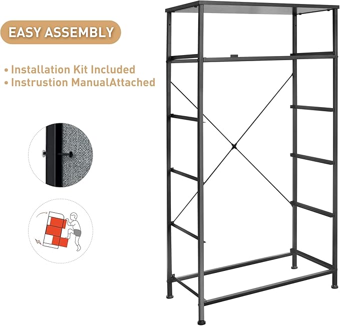 Mifuro Tall Dresser for Bedroom, Vertical Storage Organizer Tower with 6 Drawers, Chest of Drawers with Fabric Bins, Steel Frame, Wood Top for Bedroom, Closet, Entryway- Grey