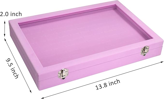 Vicoter Rings Organizer Tray 100 Slot Velvet Rings Earring Storage Box TranSparent Cover Jewelry Store Ring Display Box Jewelry Display Cabinet for Girl Wife Mother.