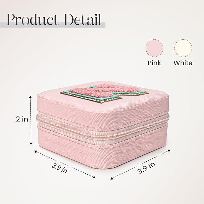 SANDJEST Personalized Jewelry Box, Pink Travel Jewelry Box with Initial Z, Small Monogrammed Jewelry Case Organizer for Girls Women Teen Kids, Mini Travel Essentials Gifts for Birthday Christmas