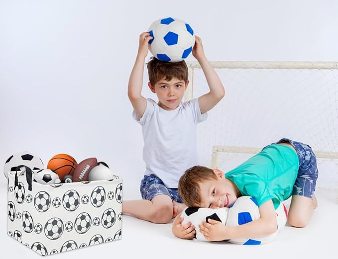 Rectangular Soccer Basket Kids Storage Bins Baby Boy Basket Kids Toy Storage Bin Organizer Box Boys Room Decor for Home(Soccer)