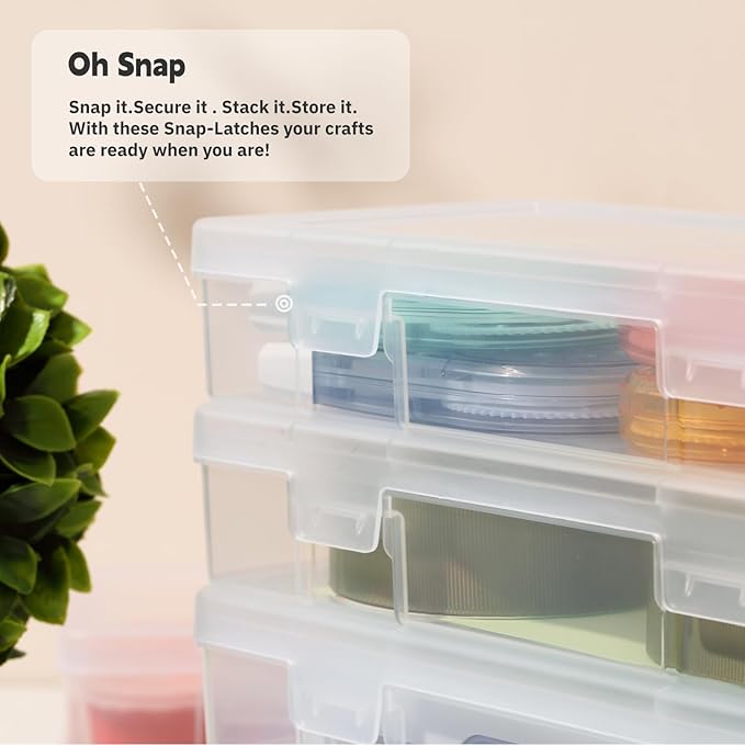 novelinks Plastic Clear Storage Containers for Organizing, Craft Storage Organizers and Stackable Storage Bins with Lids for Pencil Box, Bead, Cookie Cutter, Board Game (2 Small + 2 Medium + 2 Large)