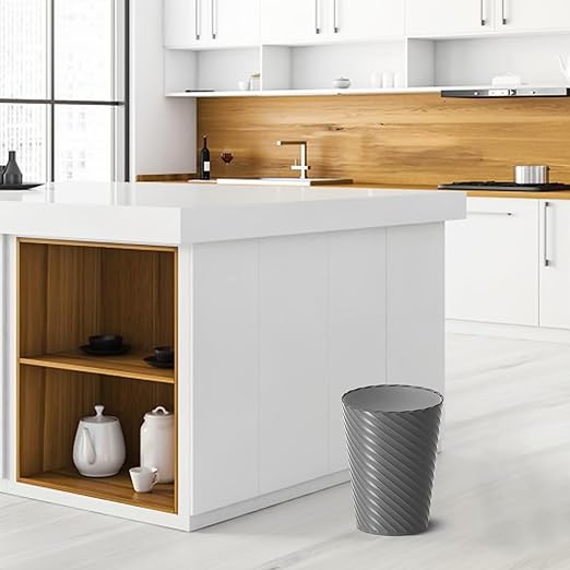 Lysam Bathroom Trash Can, 3 Pack 1.8 Gallons Small Trash Can with Trash Bags, Bathroom Garbage Can, Plastic Trash Bin, Round Waste Basket for Bath，Bedroom, Office, Kitchen, Room, Compact Space (Grey)