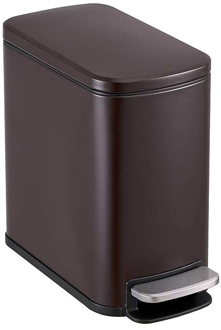 SIMPLI-Magic 6L/1.6G Stainless Steel Bathroom Trash Can with Hands-Free Foot Pedal, Quiet Soft-Close Lid, Compact Space-Saving Size