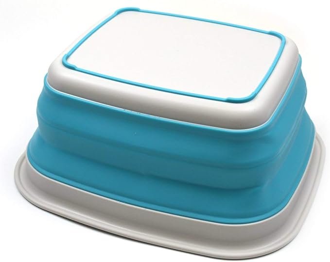 SAMMART 7.7L (2 Gallon) Collapsible Tub - Foldable Dish Tub - Portable Washing Basin - Space Saving Plastic Washtub (Bright Blue, S)