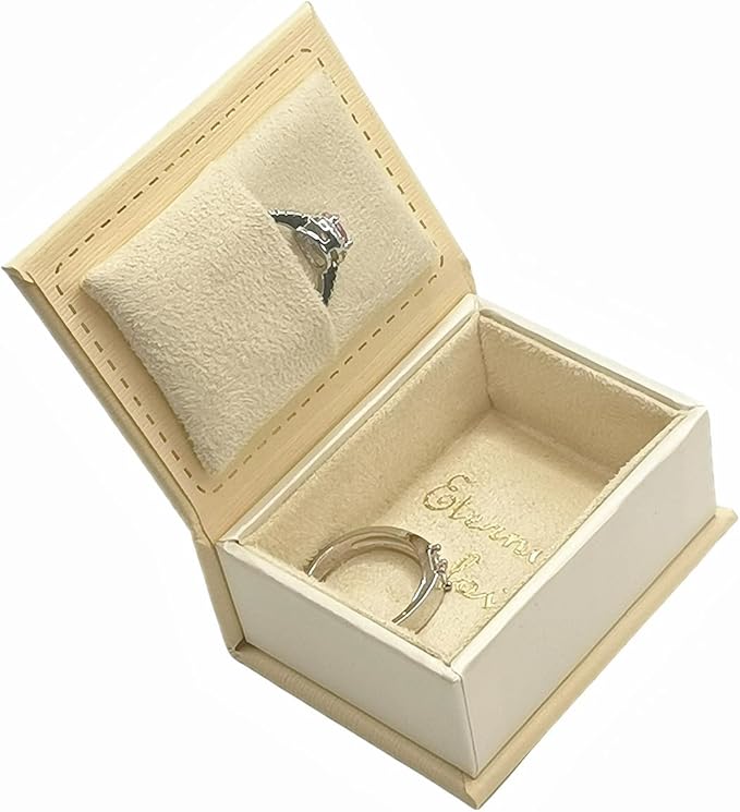 Book Shaped Ring Box - Vintage Engagement Ring Box with Hinged Lid for Proposal Engagement Wedding, Proposal Ring Case -PRB016-Yellow