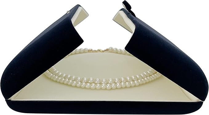 Velvet Jewelry Case for Pearl Necklace Large Velvet Necklace Stoarge Box for Pearl Strands Multi-strand Necklace Storage Box (Jewelry not included)