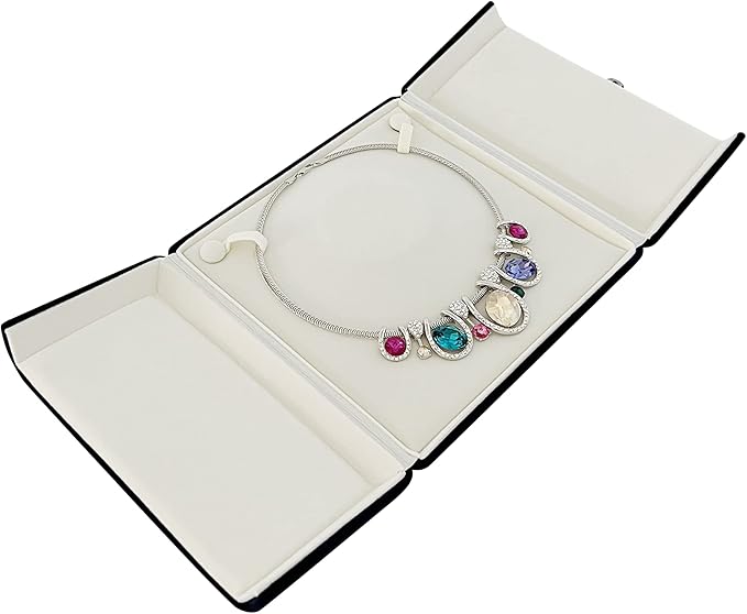 Velvet Jewelry Case for Pearl Necklace Large Velvet Necklace Stoarge Box for Pearl Strands Multi-strand Necklace Storage Box (Jewelry not included)
