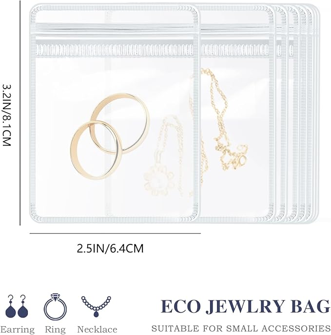 HOMEHIVE Travel Jewelry Bags, 20Pcs Clear Travel Jewelry Organizer, Portable Anti Tarnish Jewelry Storage Pouch Bag Gift for Women Girl, 20Pcs Clear Bags
