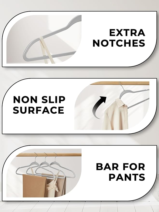 SMARTOR Plastic Hangers 100Pack, Heavy Duty Clothes Hanger Gray - Non-Velvet Thin Hangers with 360°Swivel Hook | Slim Hanger Plastic - Space Saving Hangars, Perchas para Colgar Ropa