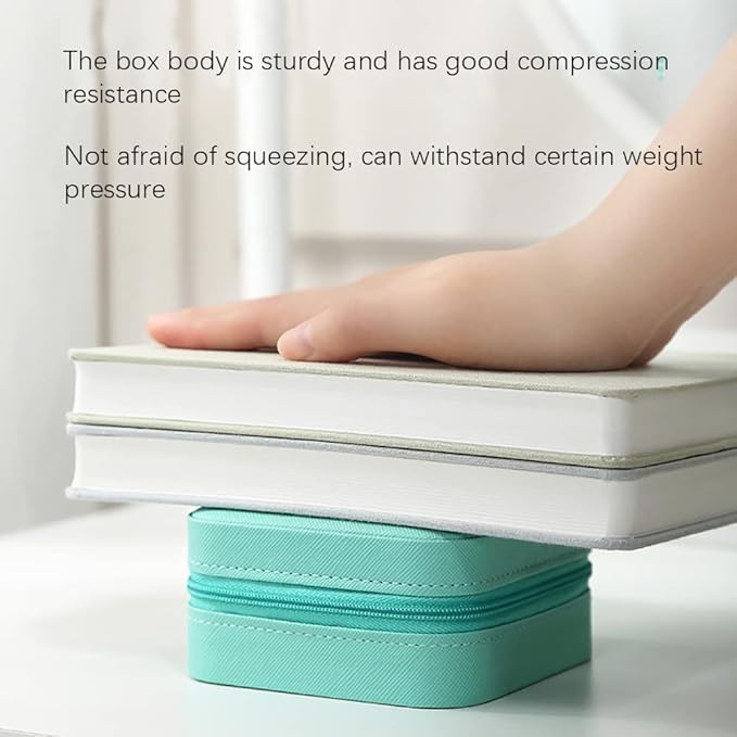 Mini Jewelry Travel Case,Small Travel Jewelry Organizer,Travel Portable Jewelry Case for Ring, Pendant, Earring, Necklace, Bracelet Organizer Storage Holder Boxes (Blue)