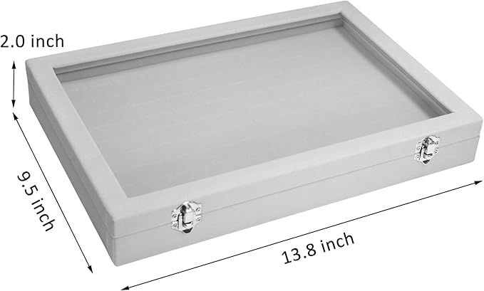 Vicoter Rings Organizer Tray 100 Slot Velvet Ring Earring Storage Box TranSparent Cover Jewelry Store Ring Display Box Jewelry Display Cabinet for Girl Wife Mother
