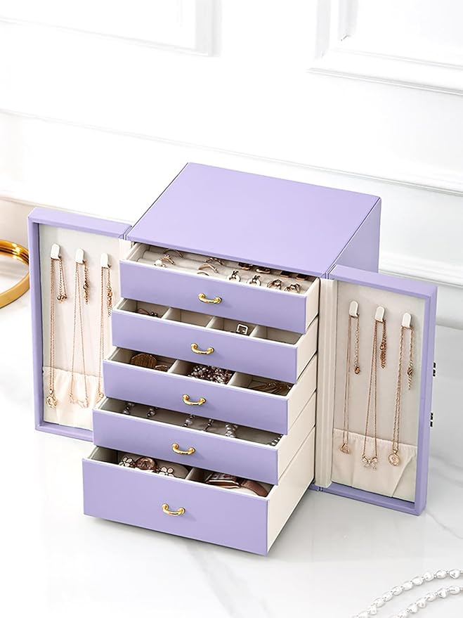 Cute Jewelry Box for Women teen Girls Jewelry Organizer Large Jewelry Organizers and Storage Faux Leather Jewelry Storage Jewlery Box Jewellery Box Joyeros Organizador De Mujer