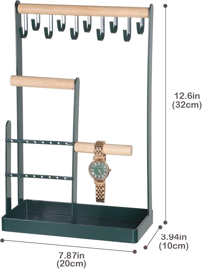 ProCase Cute Jewelry Stand, Aesthetic Jewelry Organizer for Dresser Vanity, Jewelry Holder Display for Necklaces Earrings, Gifts for Teen Girls Women, Bedroom Dorm Decor -Medium, Green