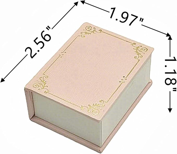 Book Shaped Ring Box - Vintage Engagement Ring Box with Hinged Lid for Proposal Engagement Wedding, Proposal Ring Case -PRB016-Pink