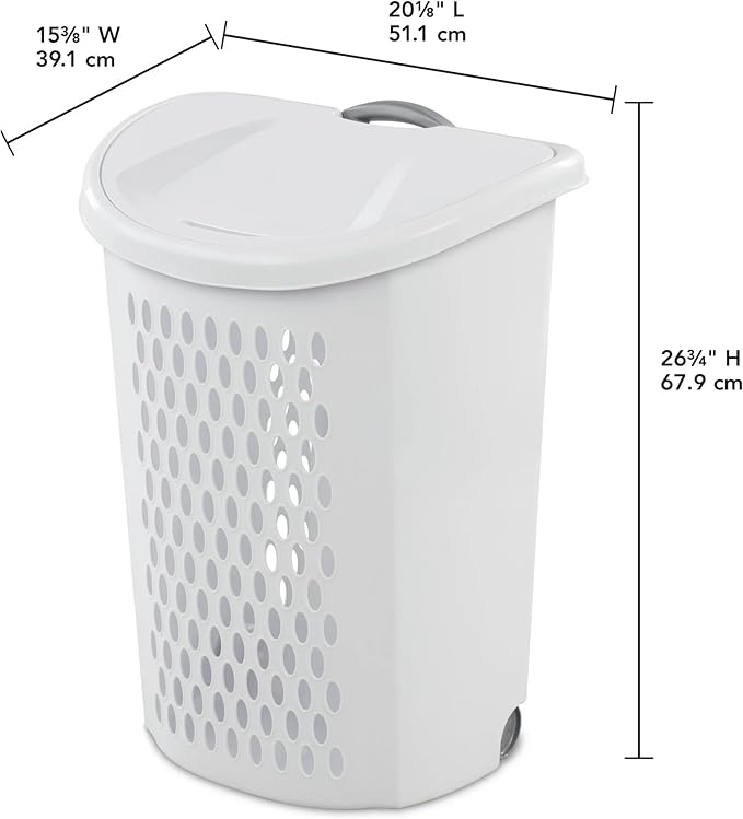 The White Wheeled Plastic Laundry Hamper – Adult-Sized Rolling Basket With Handles For Home