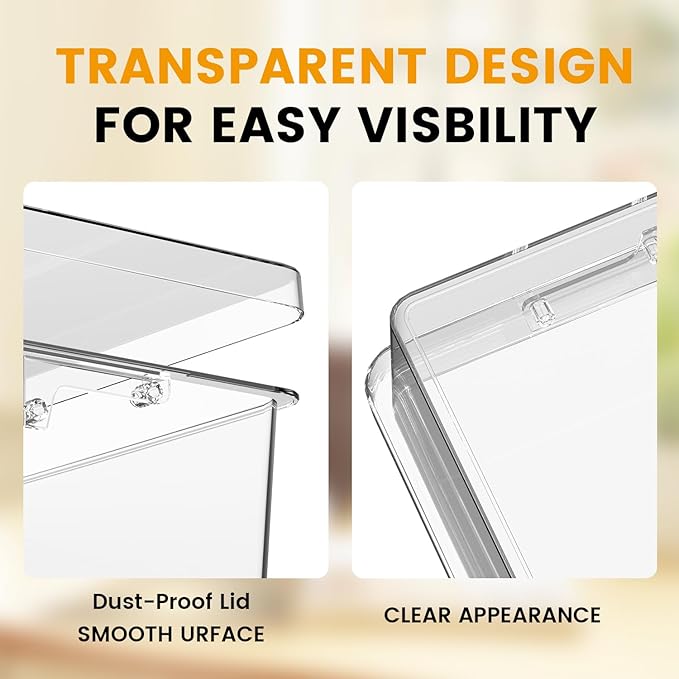Bra Drawer Organizer for Women - 2 PCS Clear Plastic Storage Box with Lid and Dividers for Socks, Underwear, Bras, Ties, and Closet Organization