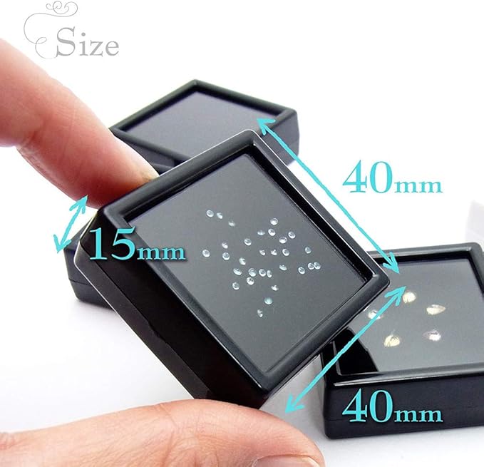 BENECREAT 24 Pack Black Gemstone Display Box Jewelry Box Container with Clear Top Lids 1.57x0.6 for Festival Treat, Gems, Coins, Diamond, Gift Packing